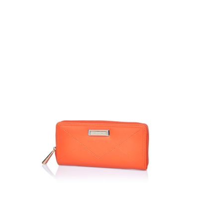 Orange zip around purse